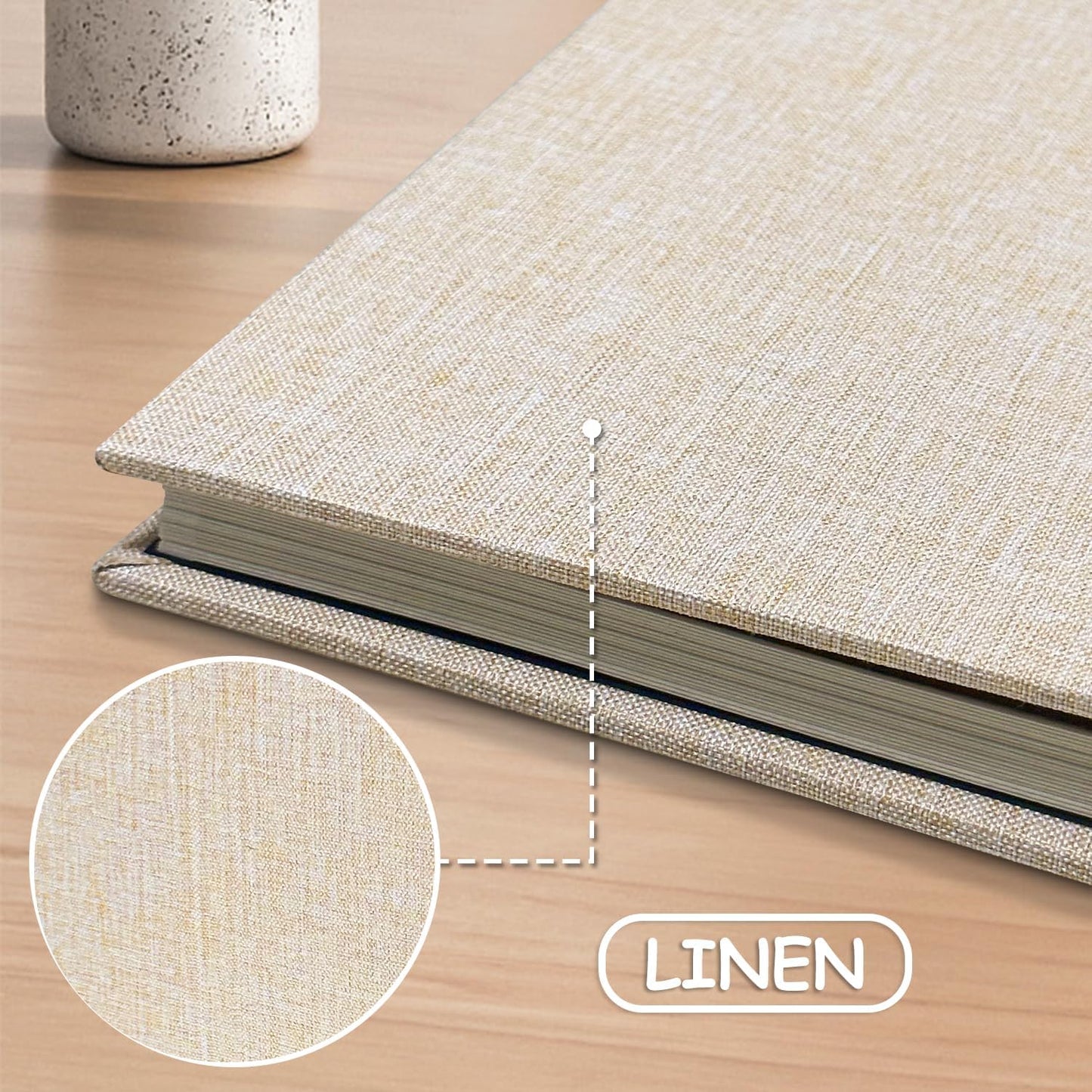 Large Photo Album Self Adhesive Scrapbook Album for 4×6 5×7 8×10 Pictures DIY Magnetic Linen Cover Album 40 Pages for Family Wedding Gifts with Metal Pen and Plastic Board, Light Beige