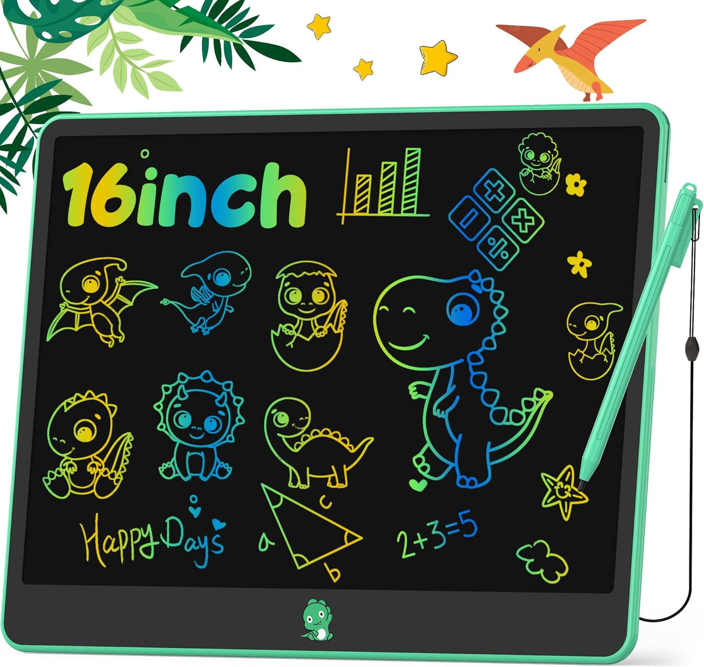 Hockvill LCD Writing Tablet for Kids, Toys for Girls Boys Drawing Pad for 3 4 5 6 7 Year Old Kid, Toddler Doodle Board Christmas Birthday for Children (16 INCH, Green)