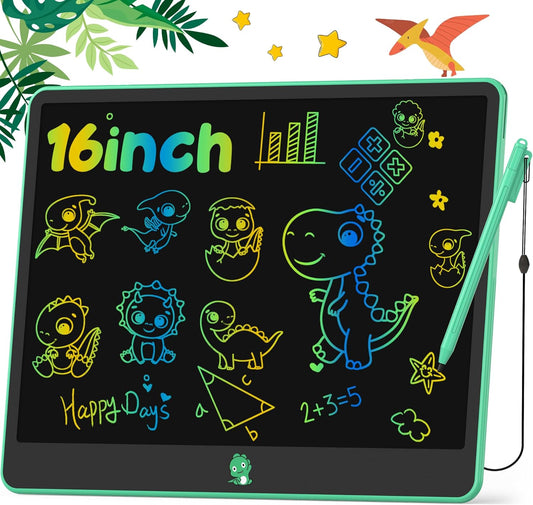 Hockvill LCD Writing Tablet for Kids, Toys for Girls Boys Drawing Pad for 3 4 5 6 7 Year Old Kid, Toddler Doodle Board Christmas Birthday for Children (16 INCH, Green)