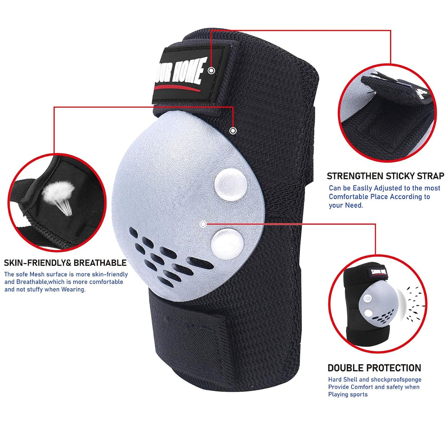 Youth/Kids Knee Pads Elbow Pads Wrist Guards Protective Gear Set for 3-15 Years Child Roller Skates, Skateboard, Cycling, Inline Skating, BMX Bike, Balance Bike, Scooter Riding and Other Outdoor Sports