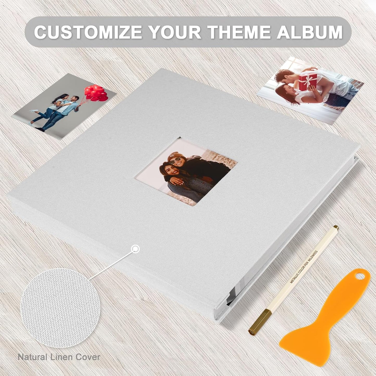 Photo Album Self Adhesive Pages Scrapbook Magnetic Photo Albums for 4x6 5x7 8x10 Pictures Sticky Pages Books for Baby Family Wedding 13.2x12.8 White 40 Pages