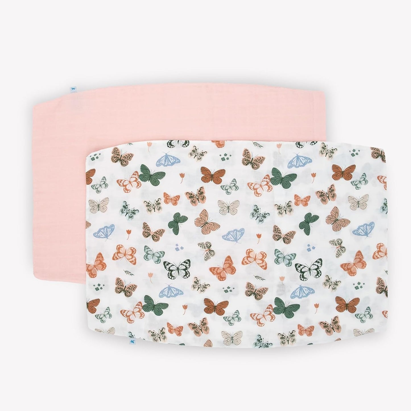 Little Unicorn Standard Pillowcase 2 Pack | Super Soft & Breathable Muslin Fabric | Snug Envelope Closure (Butterflies)