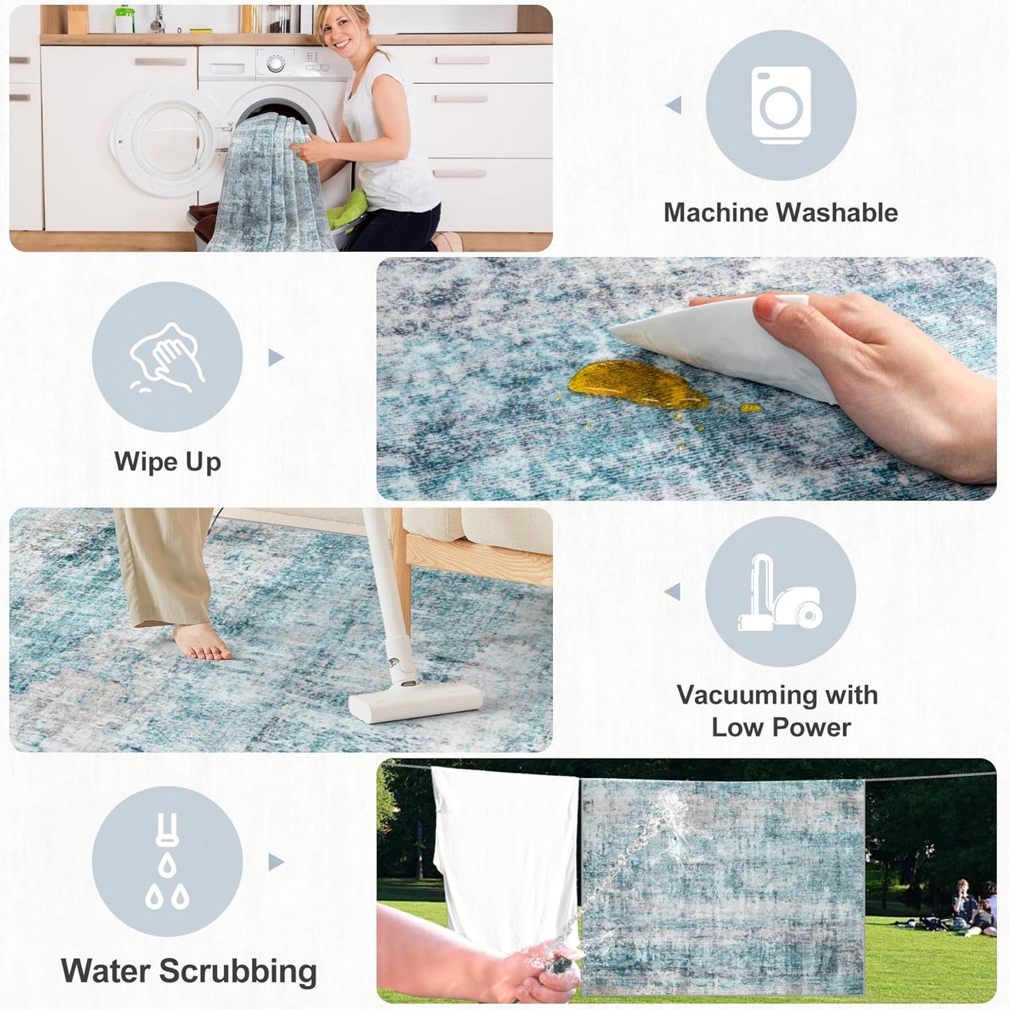 Area Rugs 9x12 Living Room - Washable Rug Modern Abstract Soft Large Neutral Non-Slip Carpet Indoor Floor Thin Carpets for Bedroom Dining Room Farmhouse Nursery Home Office Green