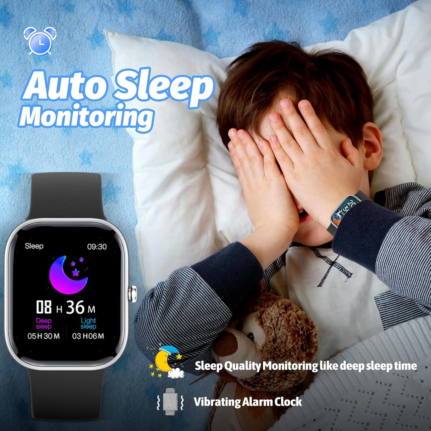 Smart Watch for Kids Fitness Tracker No Phone/APP Needed,19 Sport Mode,1.5" DIY Dial,IP68 Waterproof,Sleep Monitor,Pedometers,Heart Rate,Great Birthday Gift for Boys Girls Teens 6-14 year Olds (Black)