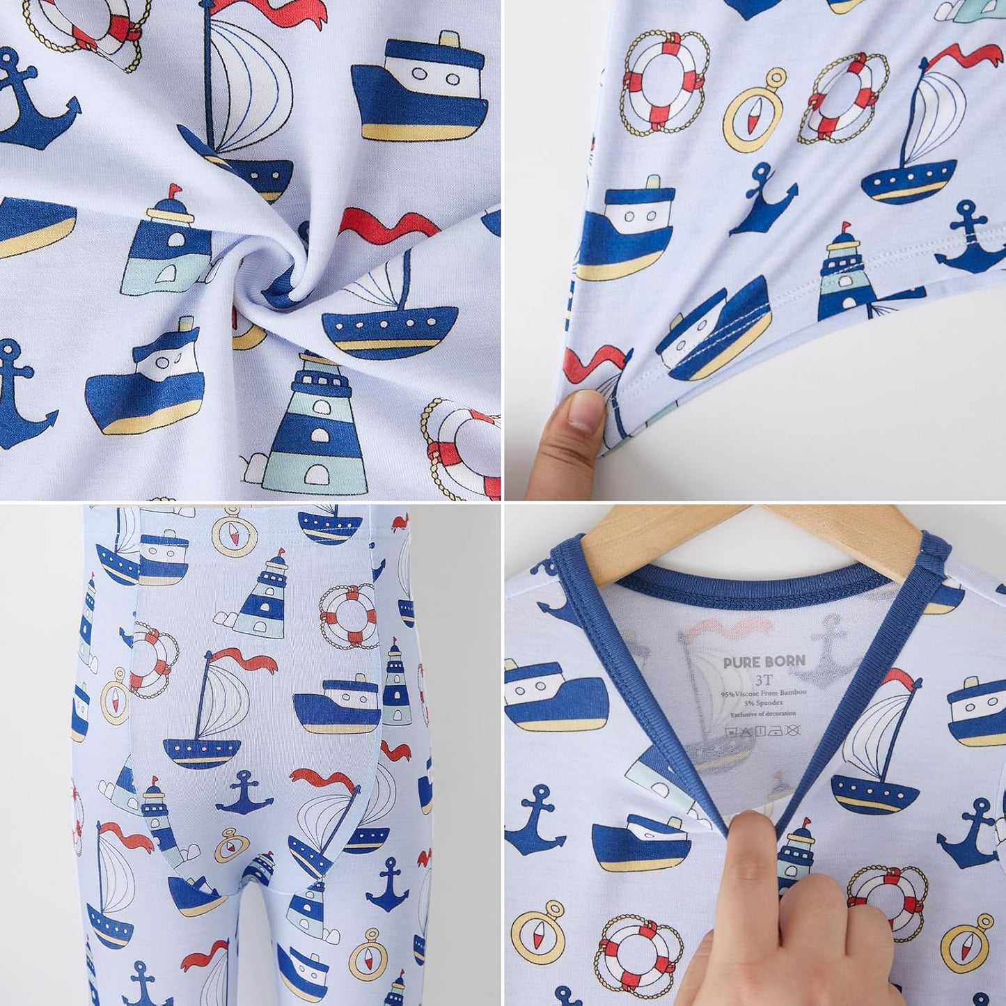 pureborn Baby Toddler Kids Viscose from Bamboo Pajamas Set Pjs 2pcs 18M-8Y