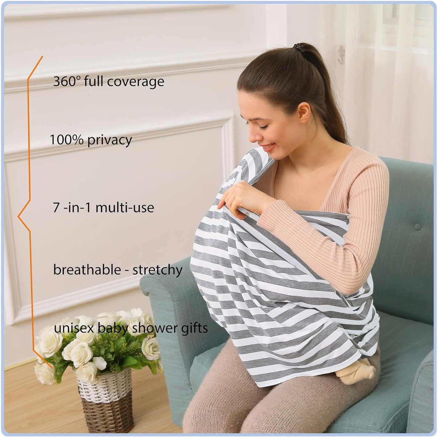 Car Seat Cover for Babies - Multi-use Carseat Canopy Cover, Car Seat Covers, Infant Boys and Girls Shower Gifts