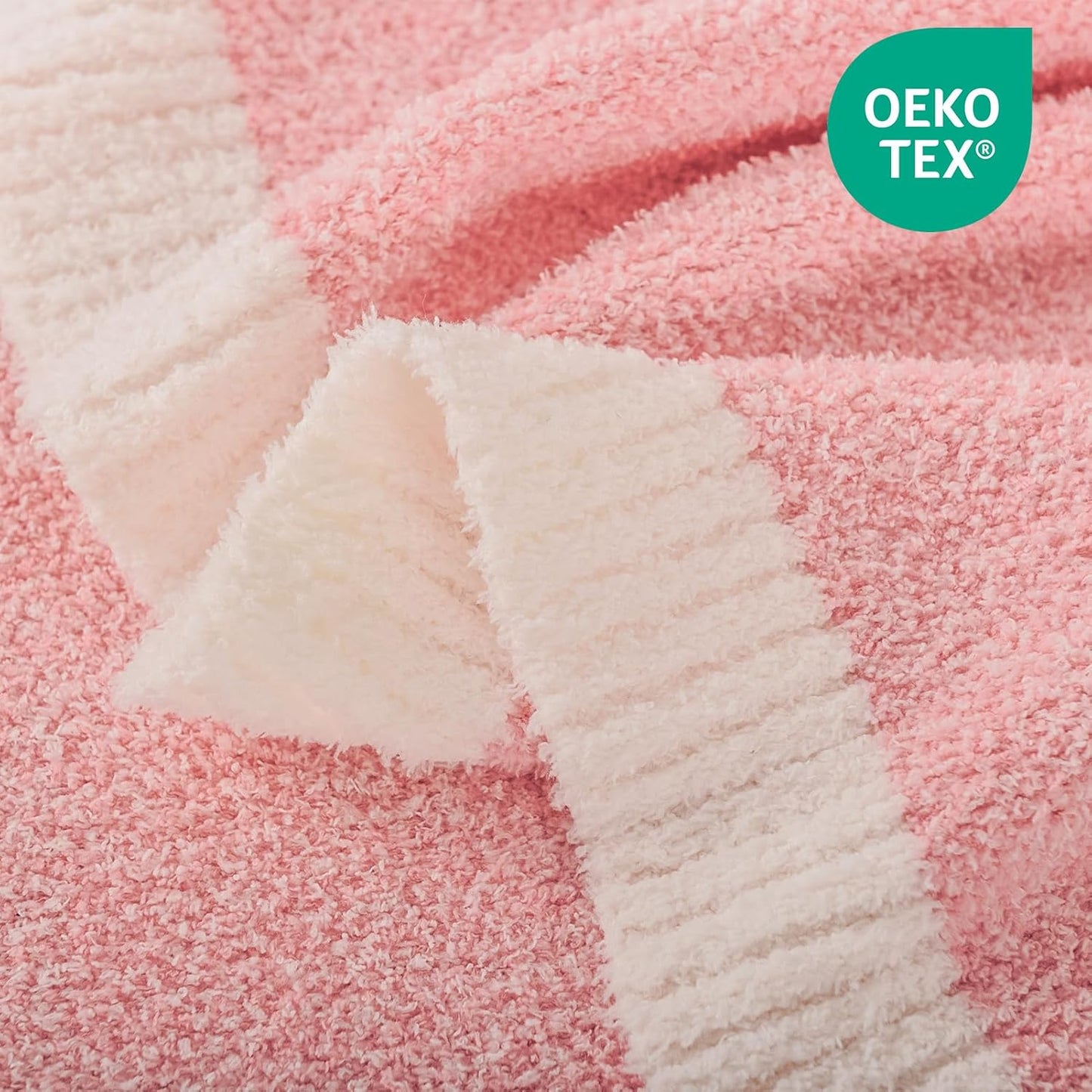 NEXHOME PRO Soft Blankets Pink, Cozy Throw Blanket for Couch, Warm Reversible Knit Blanket for Women, Fuzzy Lightweight Throws for Sofa, Bed, Picnic, Heather Hot Pink, 50 x 60 inches