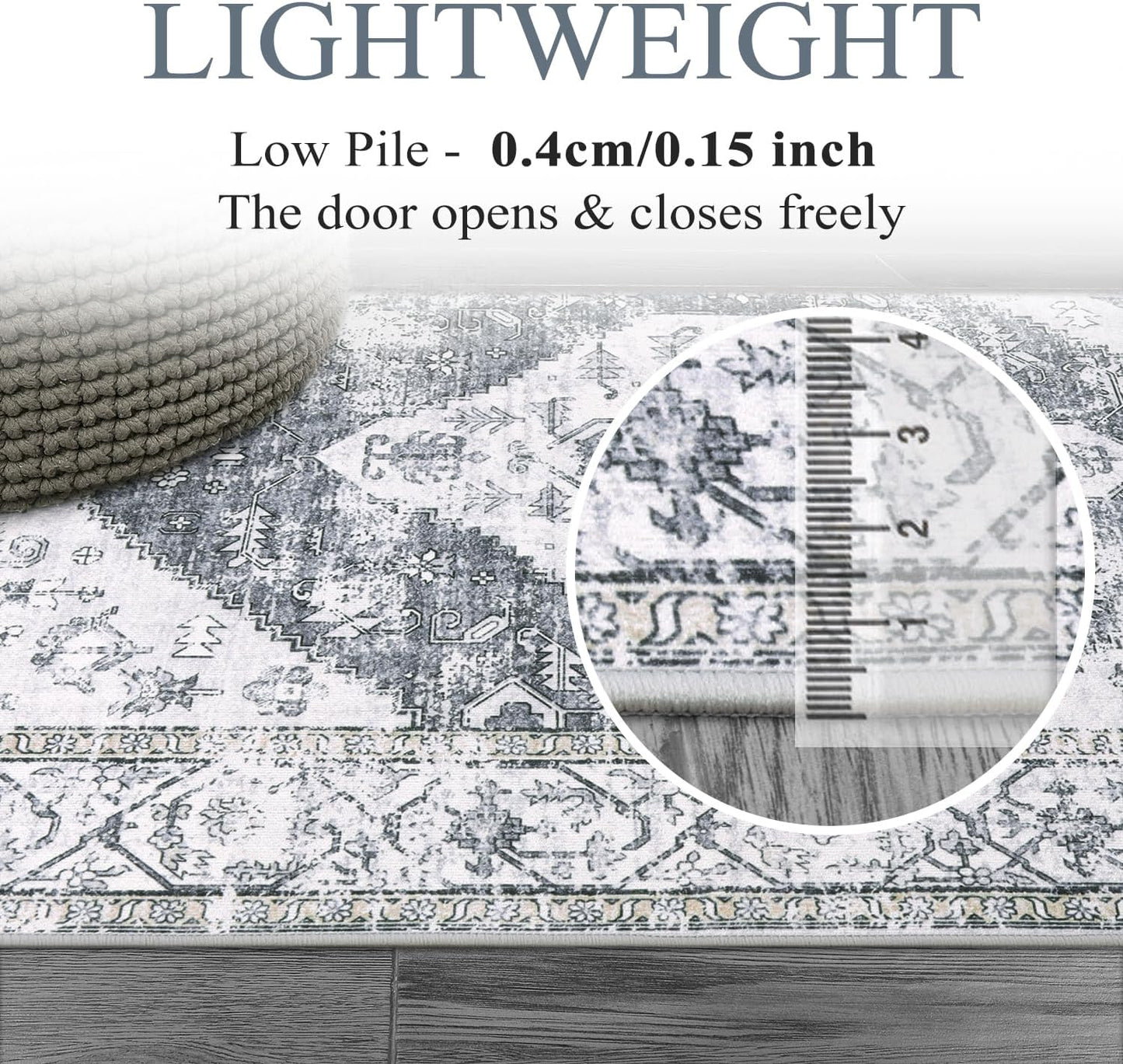 Lahome Boho Small Rug - 2x5 Non-Slip Washable Laundry Room Rug, Lightweight Hallway Rugs Indoor, Oriental Distressed Print Carpet Runners for Bedroom Kitchen Bathroom