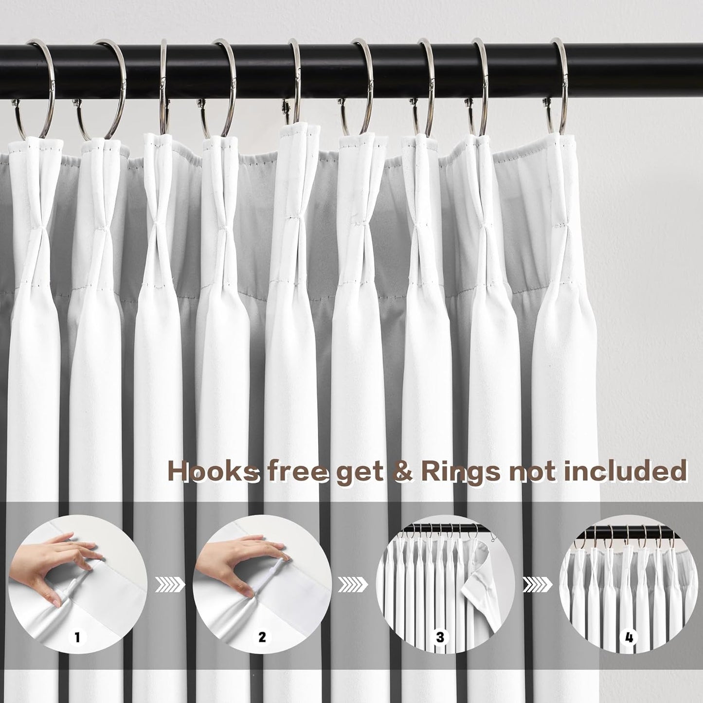 KEQIAOSUOCAI Elegant Pleated Privacy Window Curtain Panels 96 Inches Long, Memory Shape Pinch Pleat Ceiling to Floor Fancy Draperies for Home Office Living Room 40 Inch Wide Each Panel,Set of 2,White