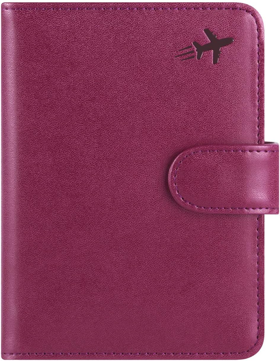 Passport Holder Cover Wallet RFID Blocking Leather Card Case Travel Accessories for Women Men (Z #Purple)