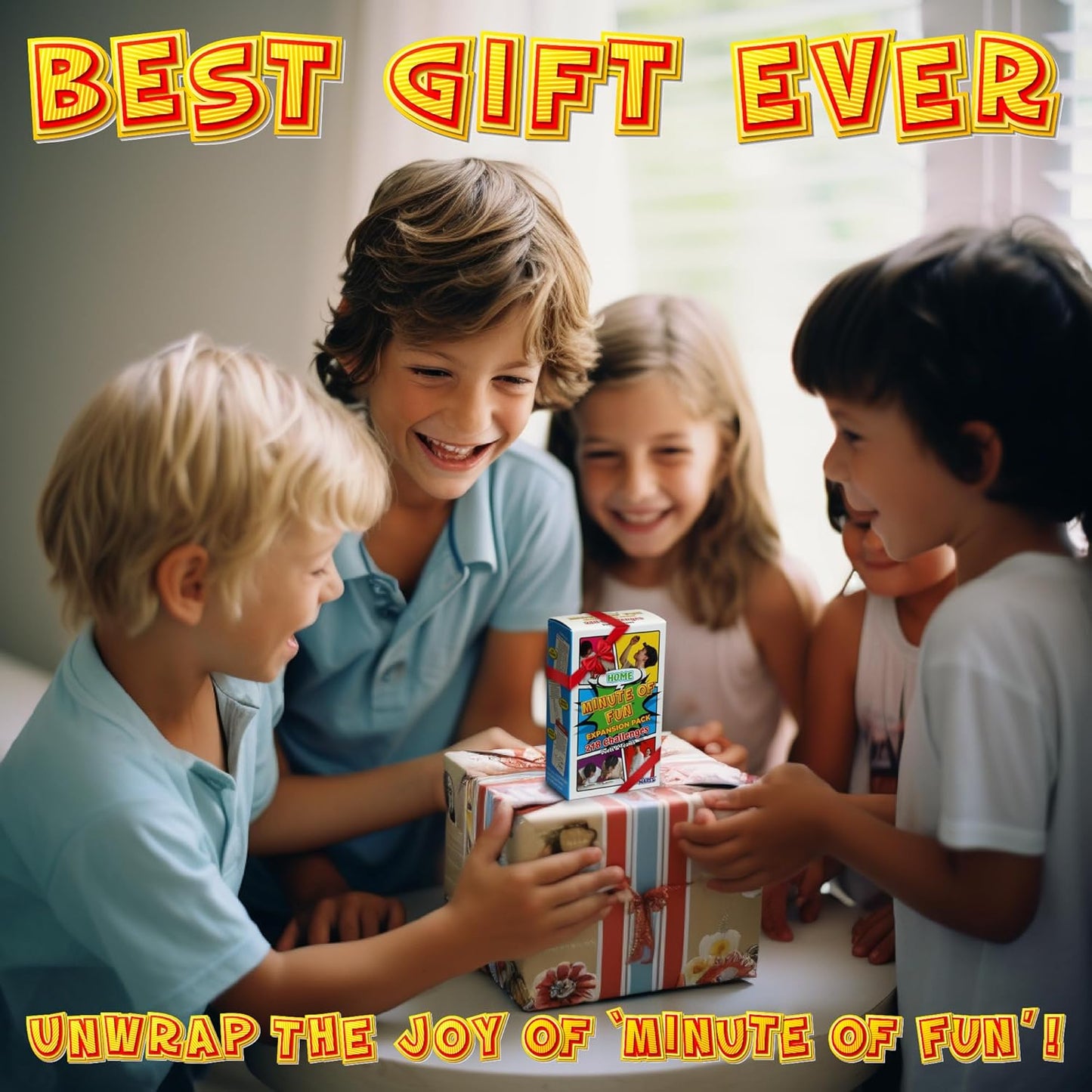 Funwares Minute of Fun Game - Minute to Win It Games for Kids, Adults, Teens, Families, Game Night, Gift for Home, Birthdays, or Travel. 2-12 Players! Home Edition, 218 Challenges!