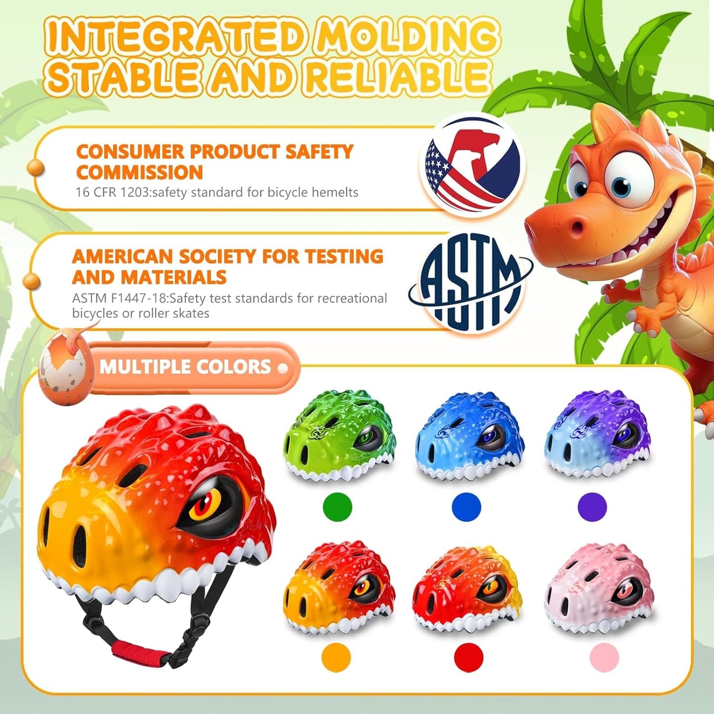 Toddler/Kids Bike Helmet Set for Boys Girls 3D Adjustable Kids Helmet Protective Gear Set Knee Elbow Wrist Pads and Multi-Sports Skateboard Scooter Cycling Roller Balance Bike