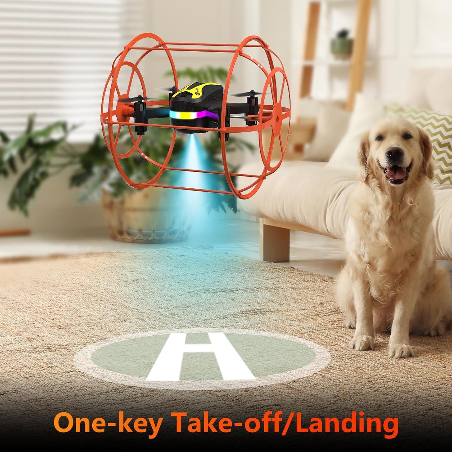 M17 Mini Drone Land-Air Dual Mode Indoor RC Quadcopter with Protective Cover for Beginners Headless Mode One Key Take-off/Landing 3D Flip 3 Speed Modes Rechargeable Battery