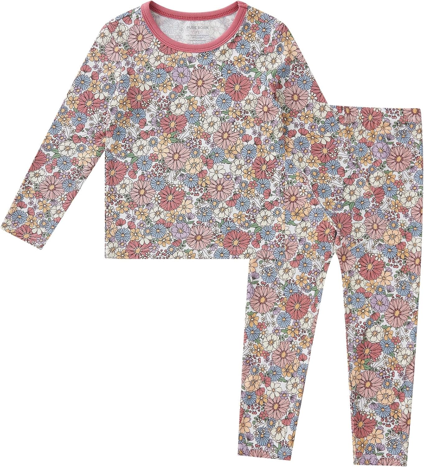 pureborn Baby Viscose From Bamboo Pajamas Set Pjs - Kids Toddler Girl Snug Fit Viscose Sleepwear 2pcs 18M-8Y