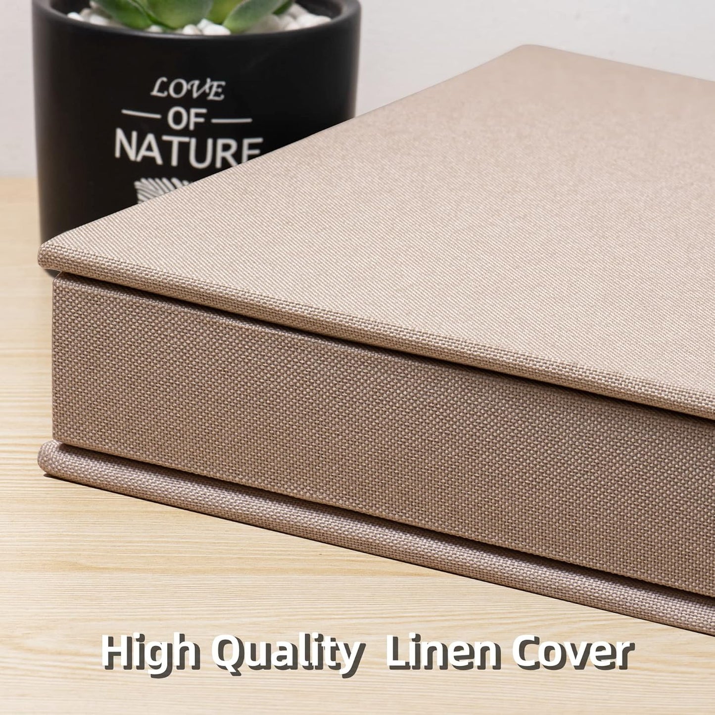 Large Photo Album Self Adhesive 4x6 8x10 10x12 Scrapbook Magnetic Album DIY Scrapbook Length 13 x Width 12.8 (Inches) 120 Sticky Pages Linen Cover DIY Photo Album(Beige)