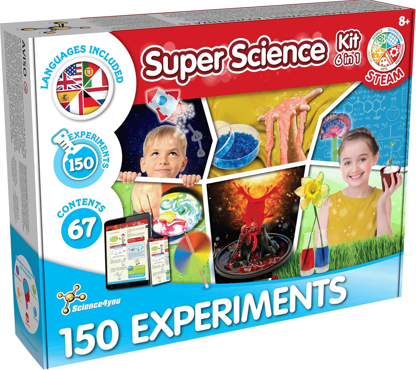 Science4you 150 Science Experiments for Kids Ages 8-12 - Super Science Kits for Kids, Chemistry Set + Stem Toys, Gifts for Boys and Girls Age 8 9 10+