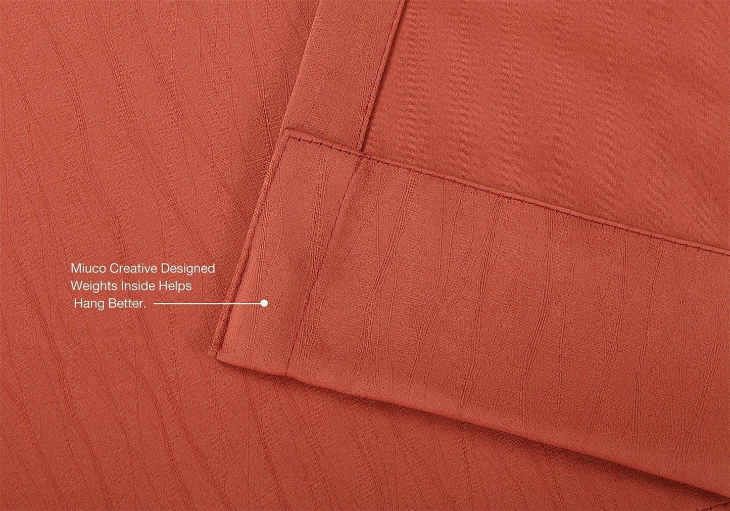 MIUCO Blackout Curtains Room Darkening Curtains Textured Grommet Panels for Living Room 2 Panels 52x84 Inch Long Rust