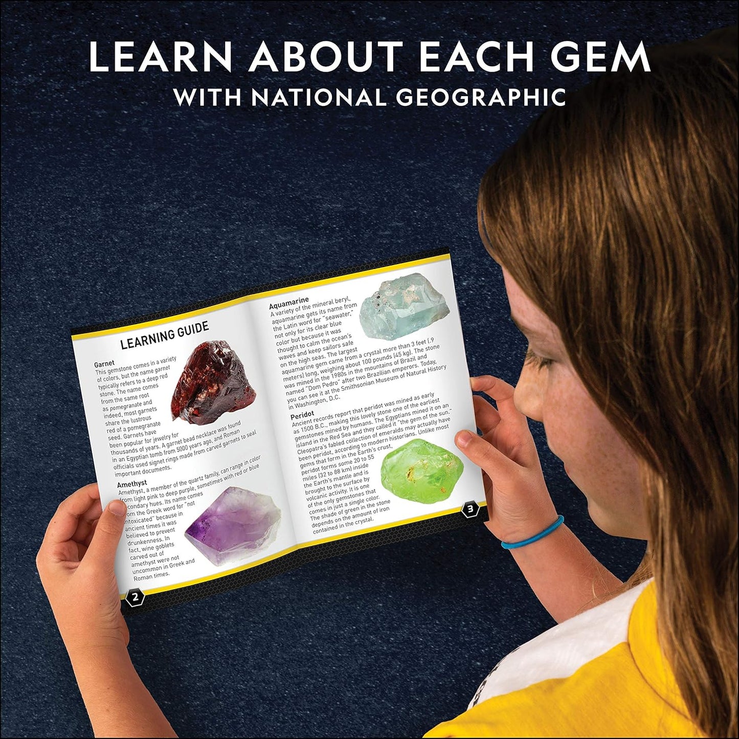National Geographic Semi-Precious Gemstone Dig Kit for Kids - 15 Gems Including Amethyst, Garnet, Opal, Blue Topaz, and More