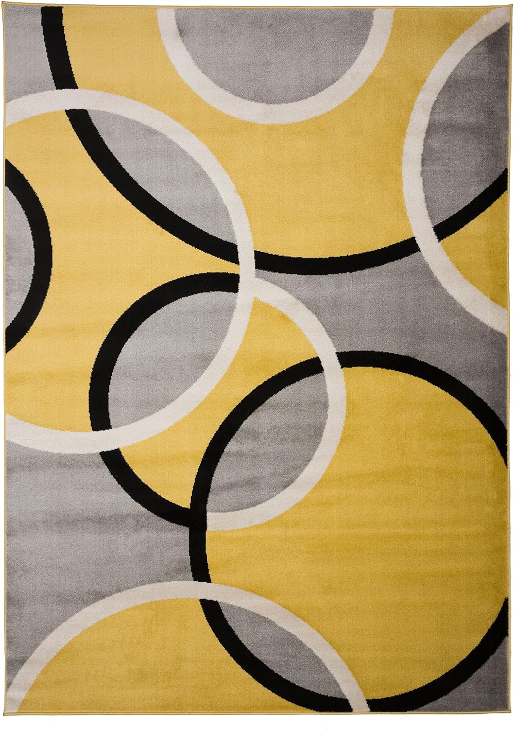 Rugshop Contemporary Abstract Circles Easy Maintenance for Home Office,Living Room,Bedroom,Kitchen Soft Area Rug 6'6" x 9' Yellow