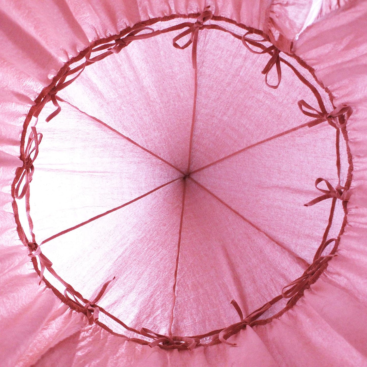 Bed Canopy with Frills Reading Nook Game Tent for Kids Boho Hanging Net Play Room Decor(Dusty Rose)