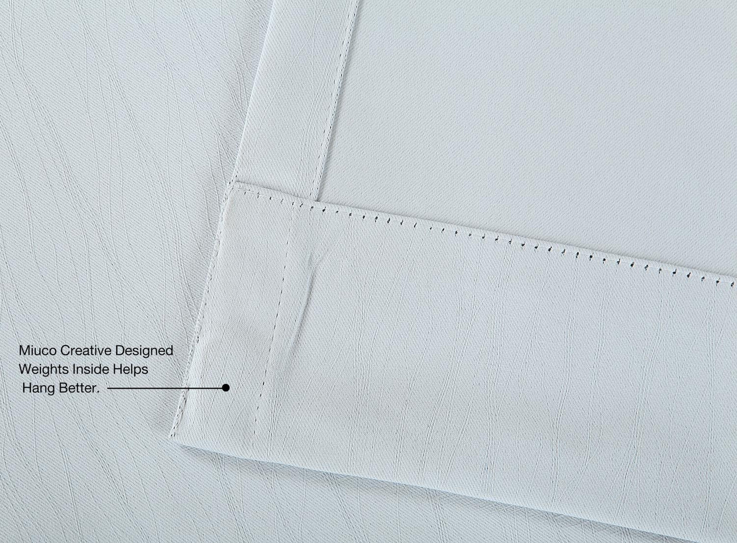 MIUCO Blackout Curtains Room Darkening Curtains Textured Grommet Window Curtains for Bedroom 2 Panels 52x63 Inch Long Greyish White