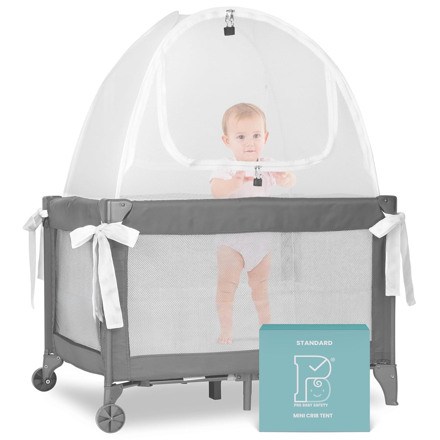 Mini Crib and Pack and Play Tent, Net Canopy to Keep Baby from Climbing Out, Breathable Mesh with Auto-Lock Zipper and Latch, Safety Tent for Travel and Sleep (Mosquiteros para Cunas de Bebes)