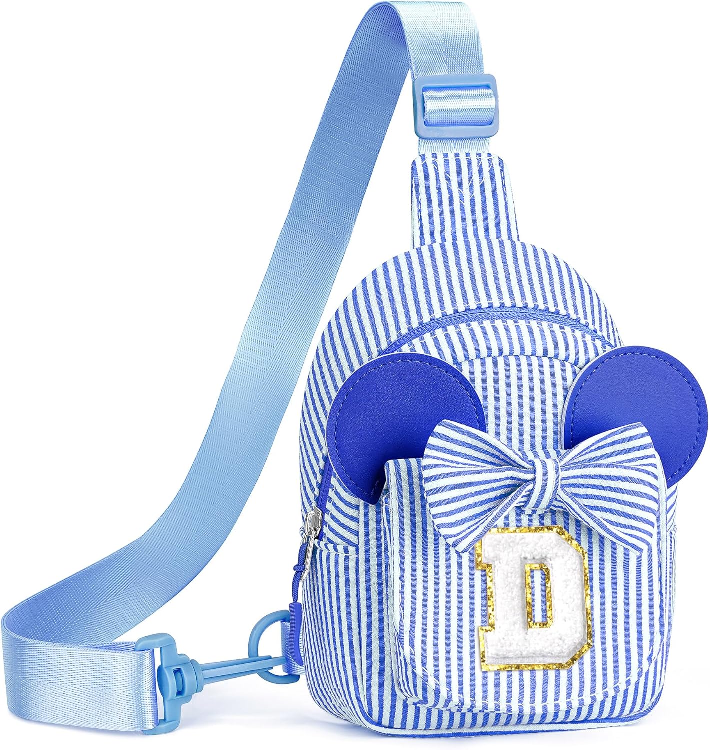 Birthday Gifts for Kids, Small Sling Bag, Birthday Gifts for 3 4 5 6 7 8 9 Year Old Girl Kids Blue Initial Sling Bag Belt Bags Purses for Girls Sister Daughter Gift (Blue D)