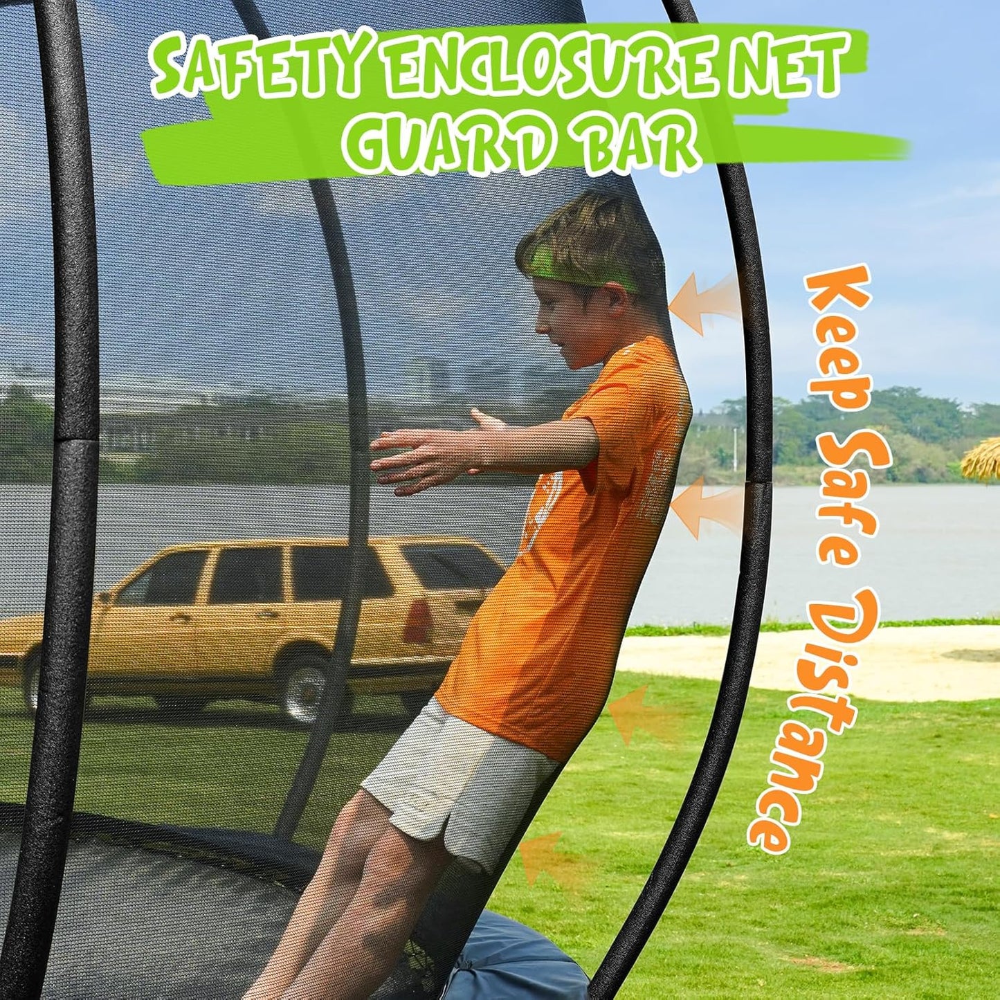 Gigu 10FT 12FT 14FT Recreational Trampolines with Enclosure Net and Ladder and Anti-Rust Coating, ASTM Approved Trampoline Outdoor for Kids and Adults Outdoor Yard Trampolines