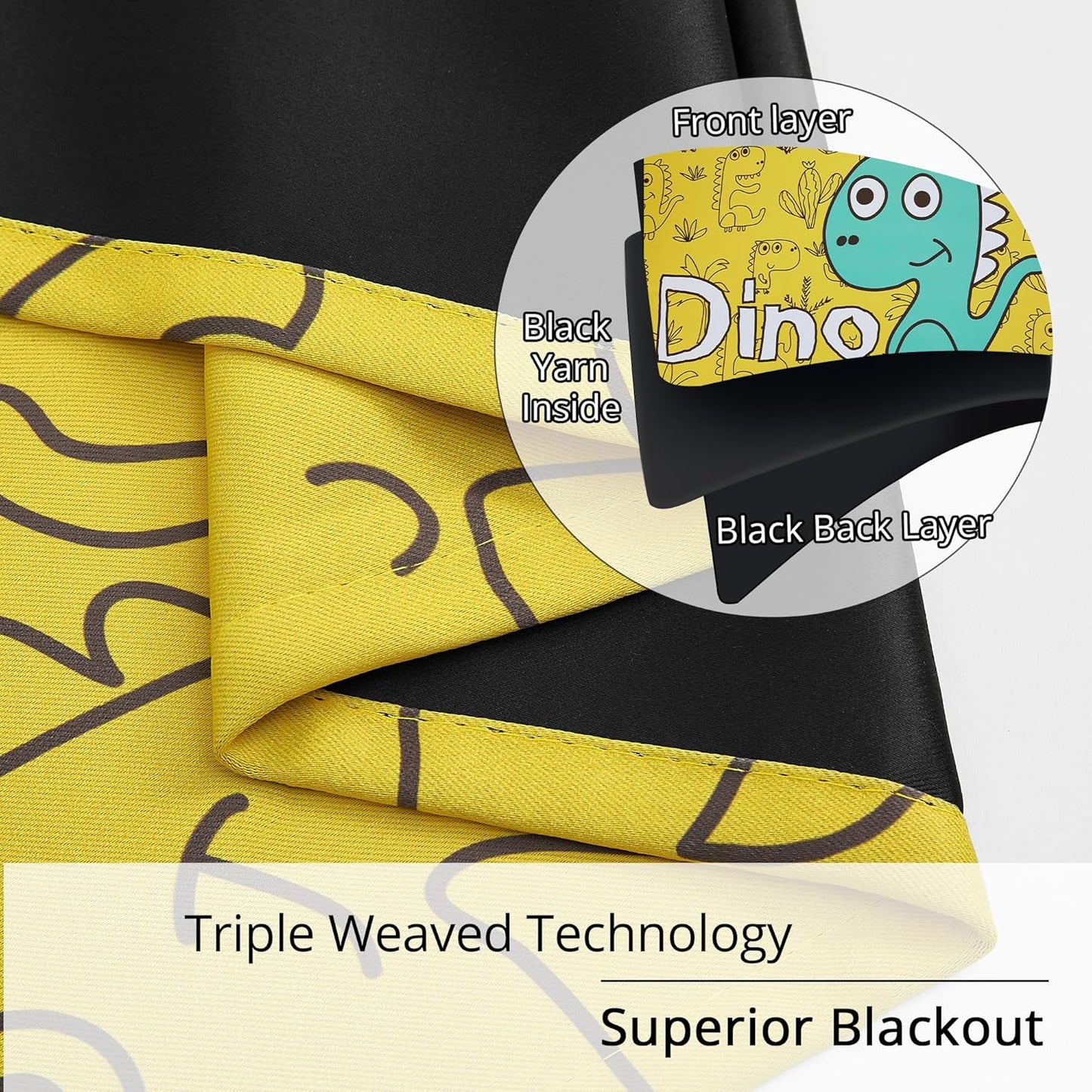 Dinosaur Blackout Curtains for Kids Room - 2 Panels, Each W52×L84, 100% Blackout, Thermal Insulated, Noise Reducing, Perfect for Kids Room and Nersury