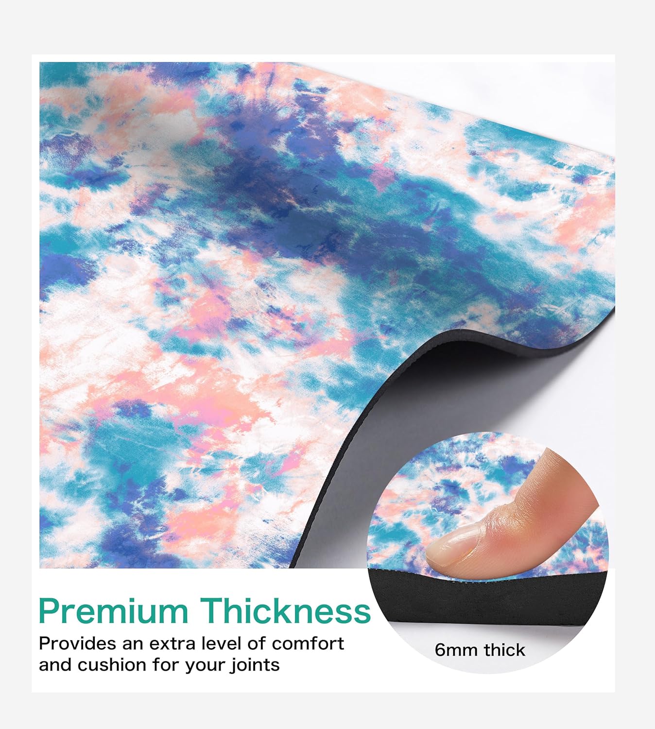 Non Slip Yoga Mat TPE Workout Mat for Men Women, Thick Workout Mat with Carrying Strap, Fitness Mats for Exercise, Yoga, Fitness, Pilates, Floor Workouts (72" x 24" x 6mm)