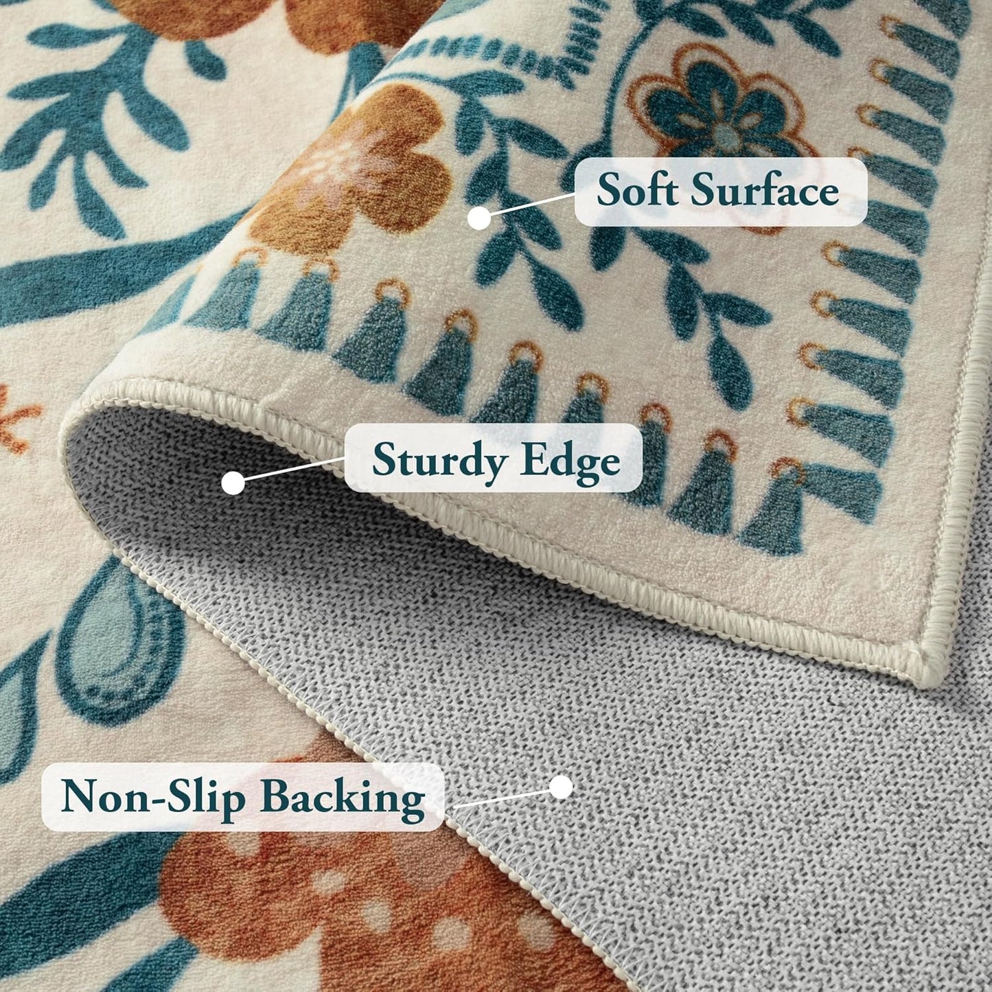 Moynesa Boho Bird 9x12 Area Rug Washable 9x12 Rugs for Living Room, Large Floral Bedroom Carpet Low-Pile Soft Animal Playroom Rug, Jungle Pattern Indoor Carpet for Dining Room Nursery