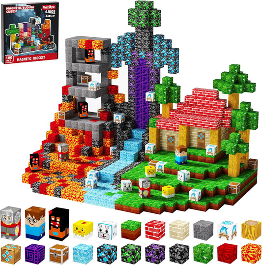 100pcs Magnetic Blocks Magnetic Building Blocks Set, Kids Sensory Toy for Toddlers STEM Learning, Stacking Magnets for Kids