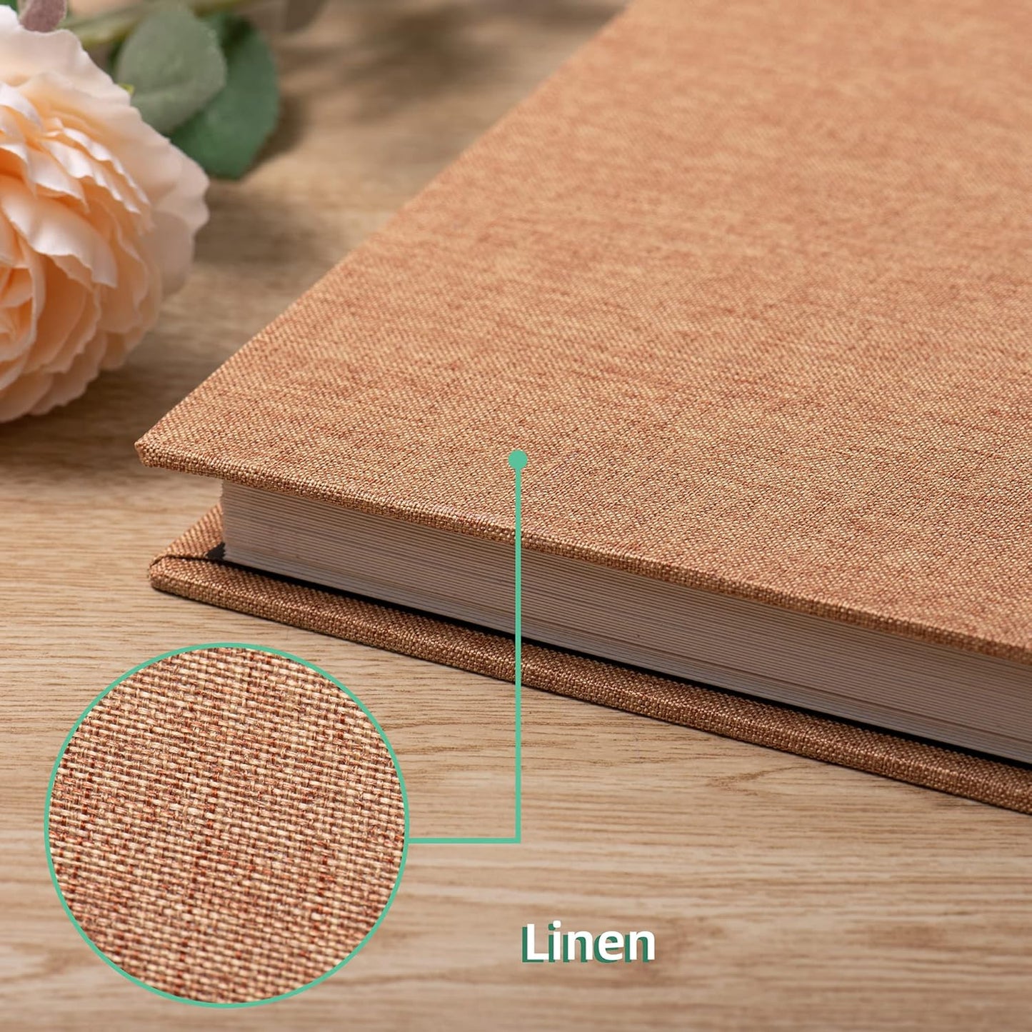 Large Photo Album Self Adhesive Scrapbook Album for 4×6 5×7 8×10 Pictures DIY Magnetic Linen Cover Album 60 Pages for Family Wedding Gifts with Metal Pen and Plastic Board