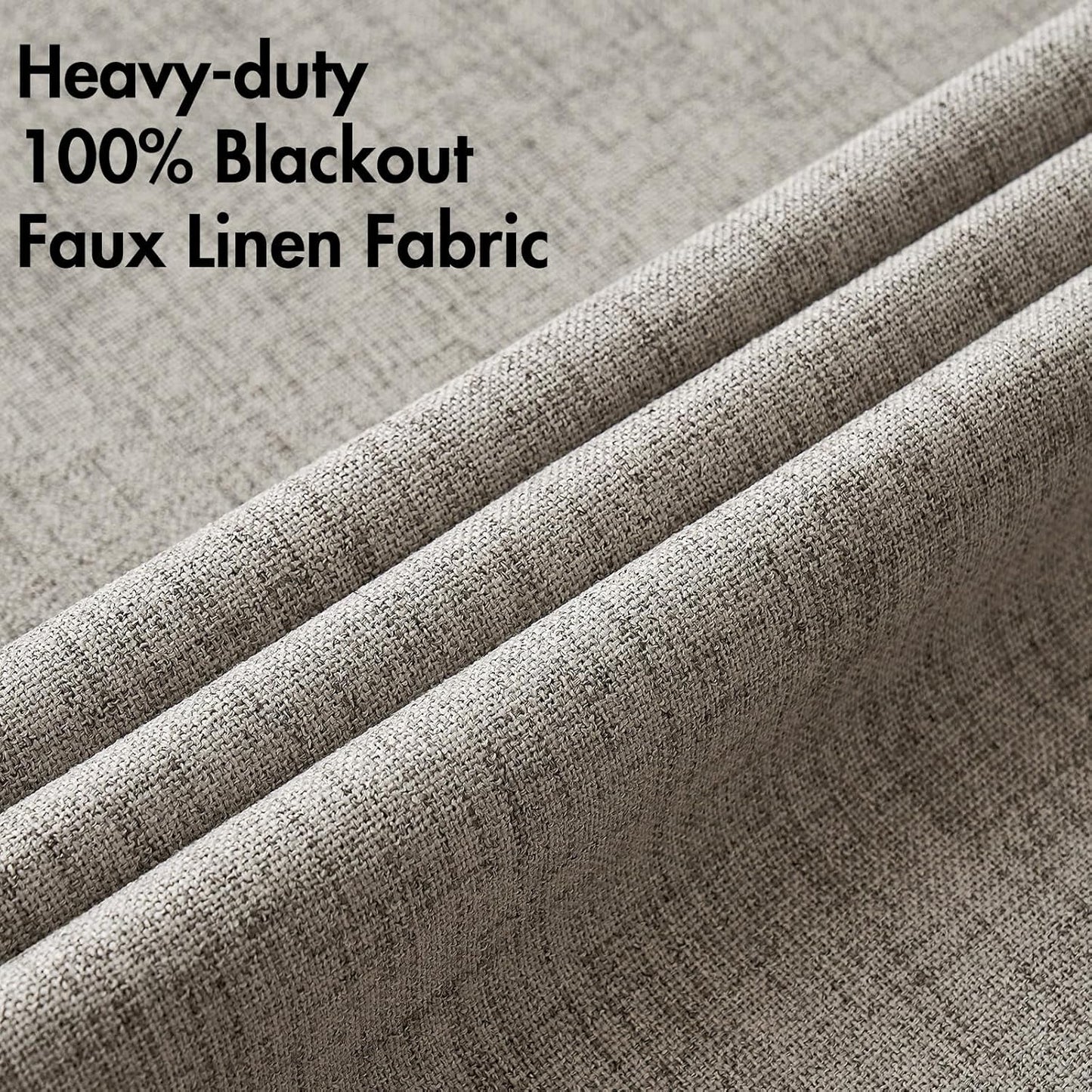 MIULEE Linen Texture Curtains for Bedroom Solid 100% Blackout Thermal Insulated Linen Curtains Grommet Room Darkening Drapes for Living Room Nursery 52x72 Inch (2 Panels)