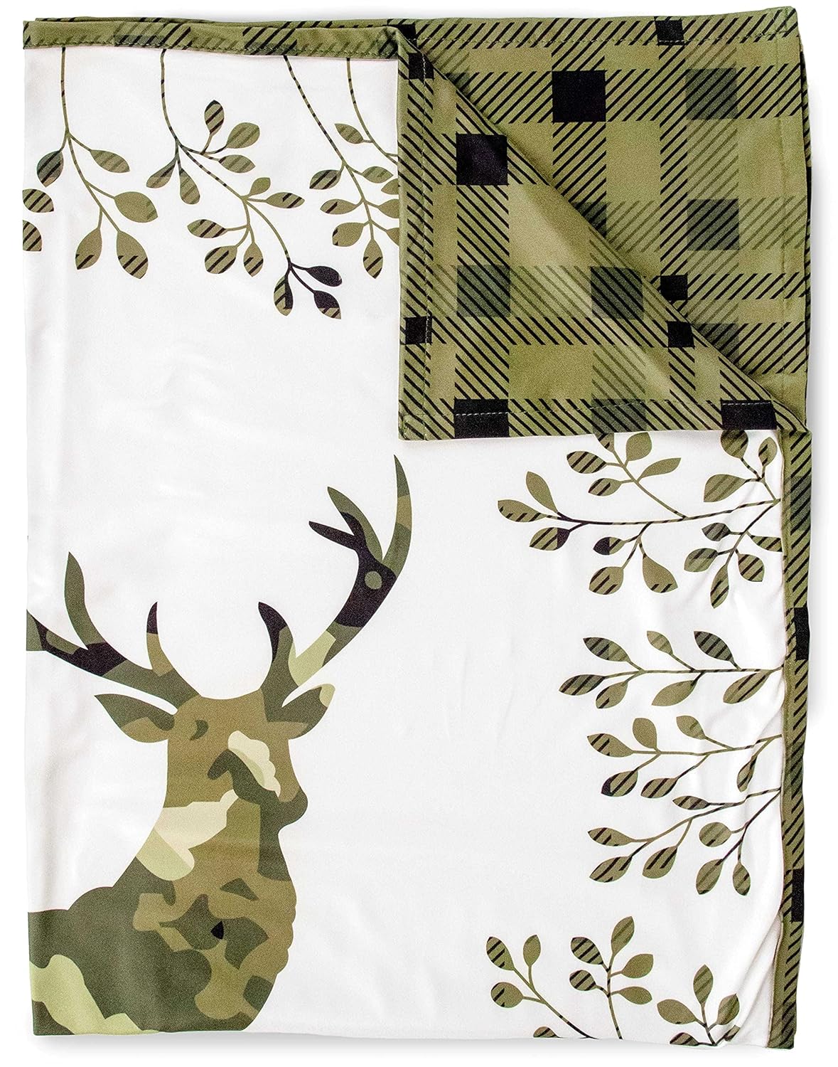 Top Tots Baby Blanket - Camo Deer, 38.5 x 29 Inch Green Plaid
