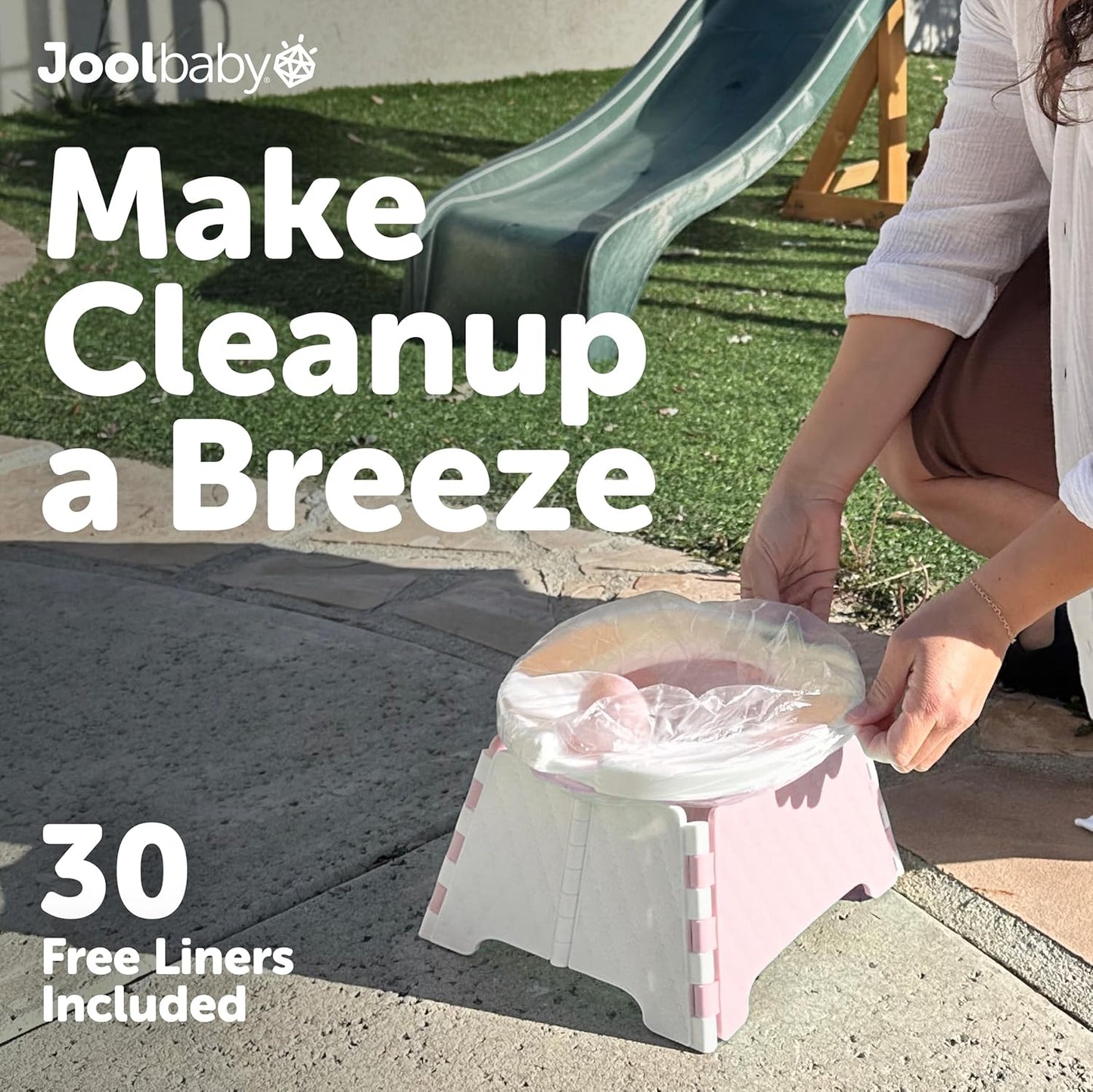 Jool Baby Portable Potty Training Chair with Travel Bag and 30 Liners, Foldable, Indoor/Outdoor Use, Camping (Pink)