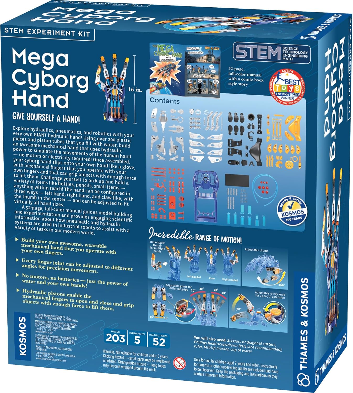 Thames & Kosmos Mega Cyborg Hand STEM Experiment Kit | Build Your Own GIANT Hydraulic Amazing Gripping Capabilities Adjustable for Different Sizes Learn Pneumatic Systems