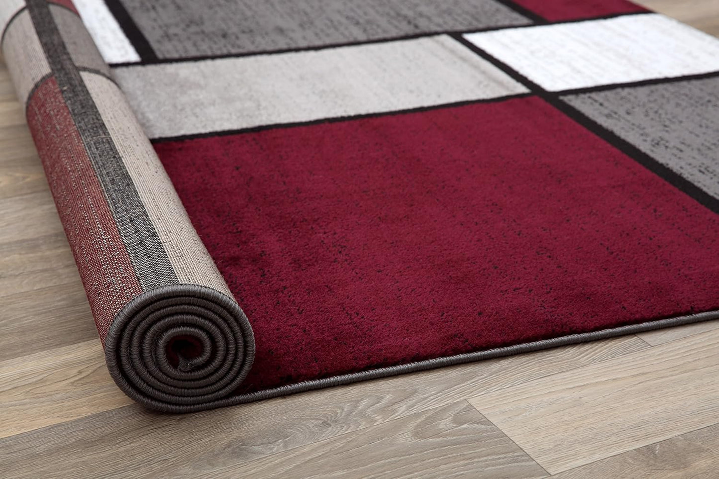 Rugshop Contemporary Modern Boxes Area Rug 5' 3" X 7' 3" Red