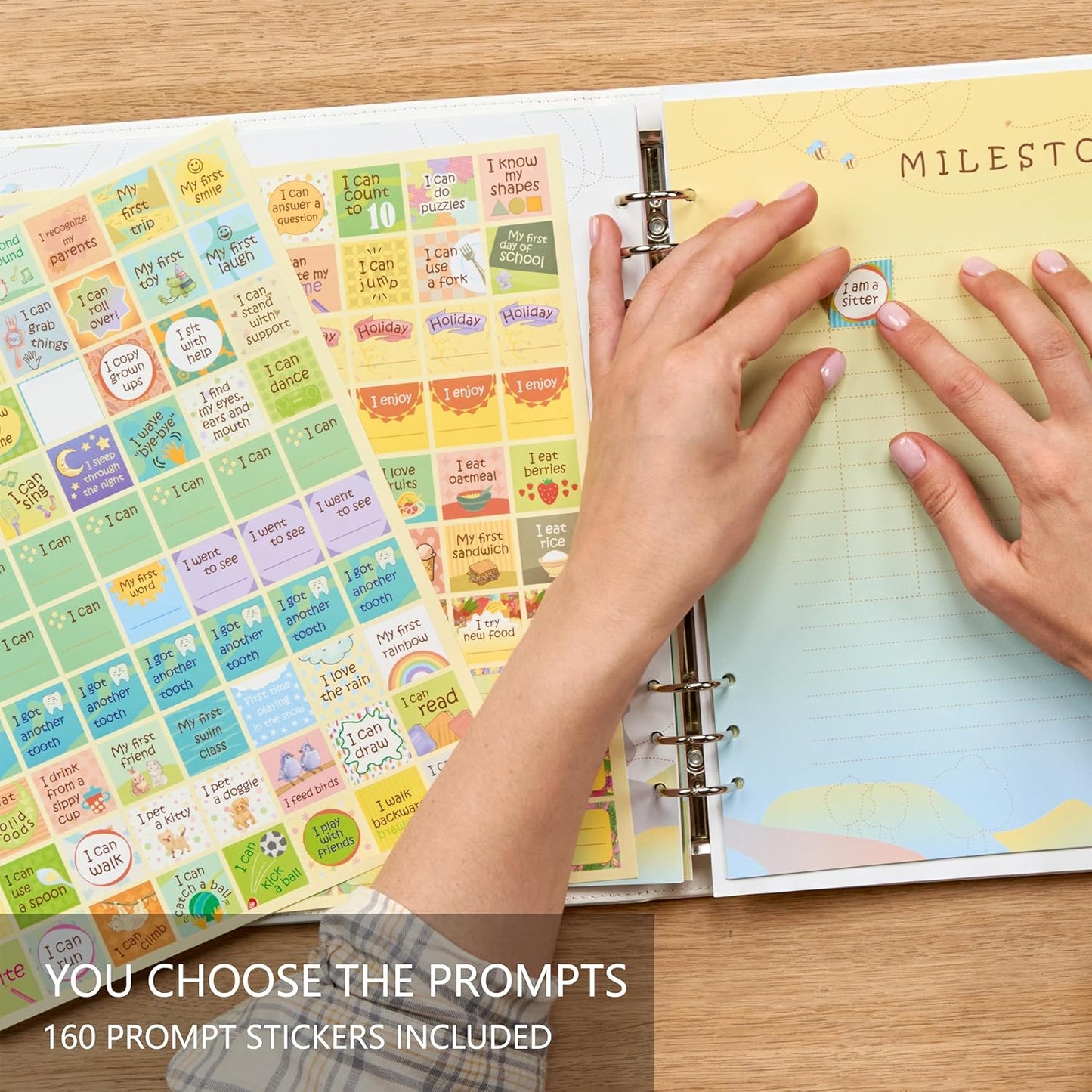 Leather-Bound Baby Memory Book Boy Girl - Beautiful Baby Scrapbook Album with Monthly Milestone Stickers | Loose-Leaf Elephant Baby Book Memory Keepsake Journal for Newborns