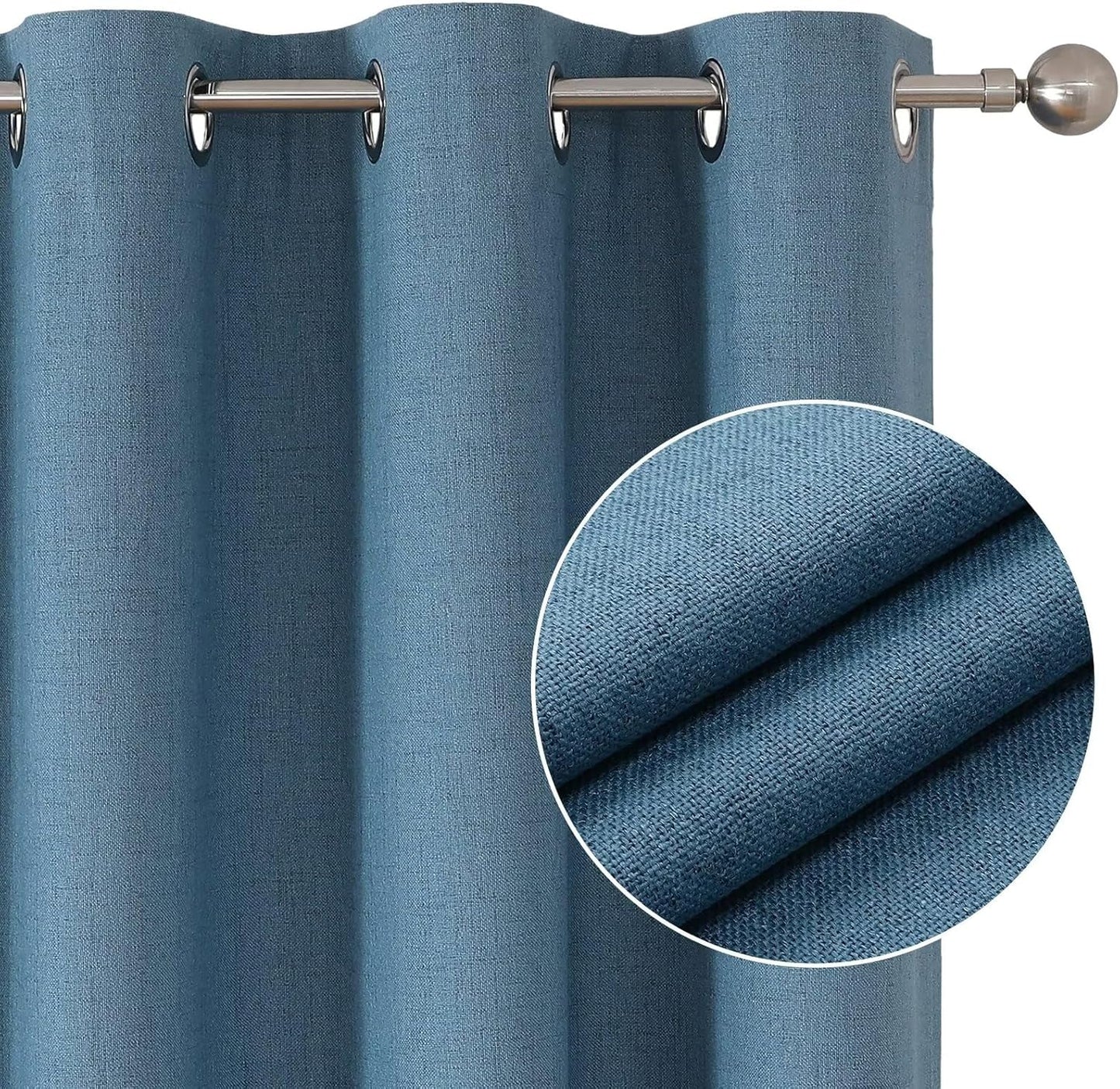 Joydeco Custom Light Blue Textured Total Blackout Curtain for Bedroom and Living Room. Grommet Textured Thermal Insulated Room Darkening Curtain 1 Panel (Custom Size and Color)