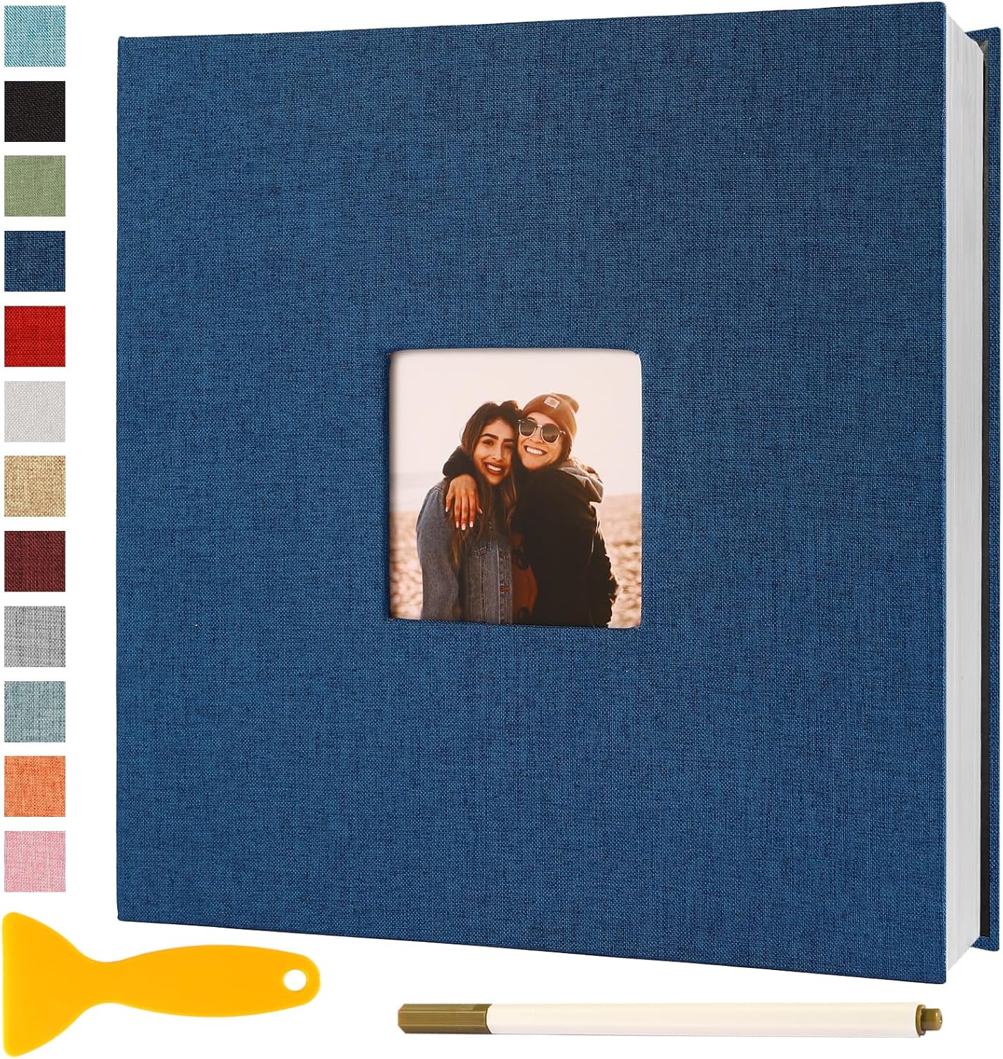 Photo Album Self Adhesive Pages Scrapbook Magnetic Photo Albums for 4x6 5x7 8x10 Pictures Sticky Pages Books for Baby Family Wedding 13.2x12.8 Blue 40 Pages