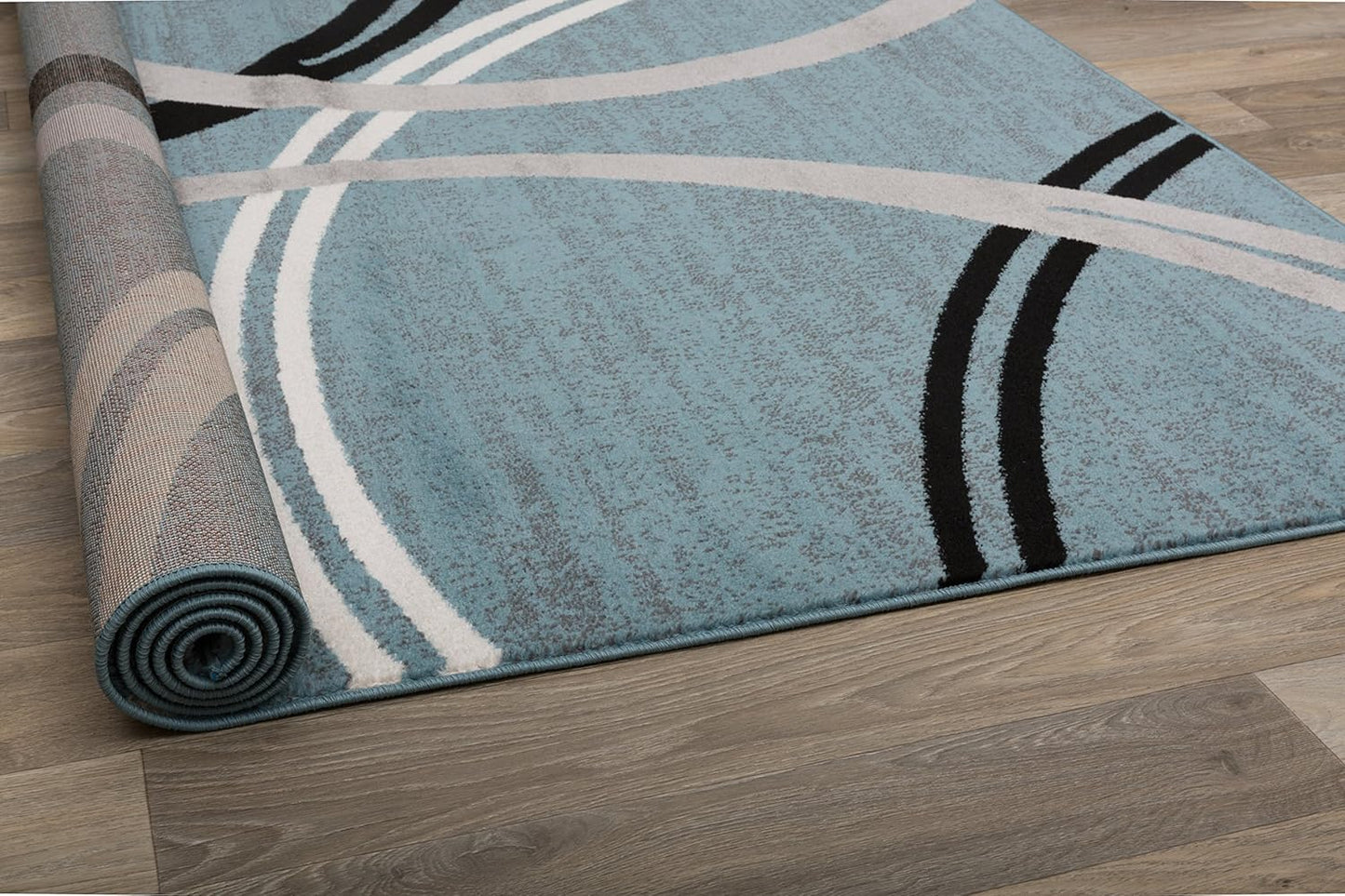 Rugshop Modern Wavy Circles Design Area Rug 6'6" x 9' Blue