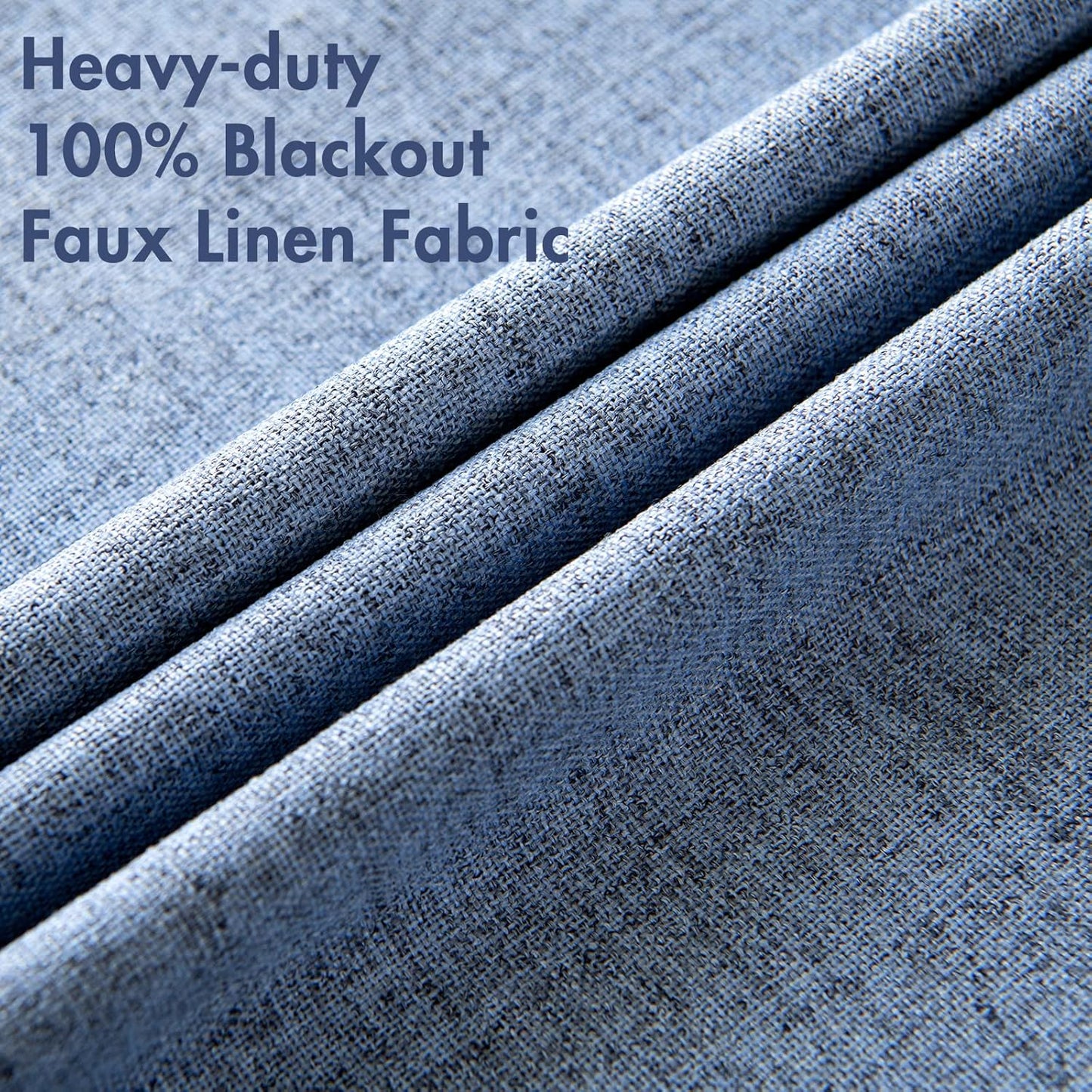 MIULEE Linen Blackout Curtains and Drapes 100% Room Darkening Thermal Insulated Grommet Window Panels with Coating 2 PCs W 42 x L 90 inches Stone Blue