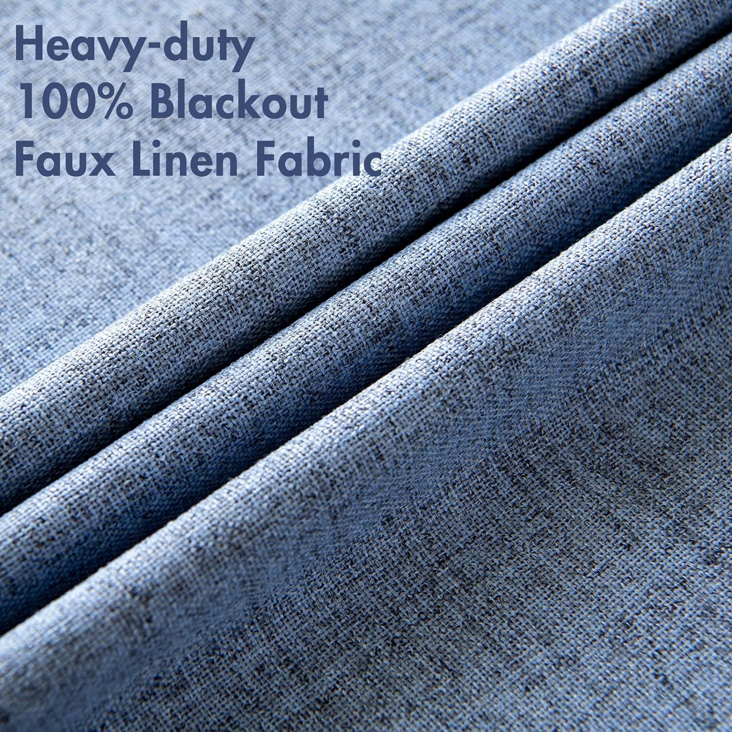 MIULEE Linen Blackout Curtains and Drapes 100% Room Darkening Thermal Insulated Grommet Window Panels with Coating 2 PCs W 42 x L 63 inches Stone Blue