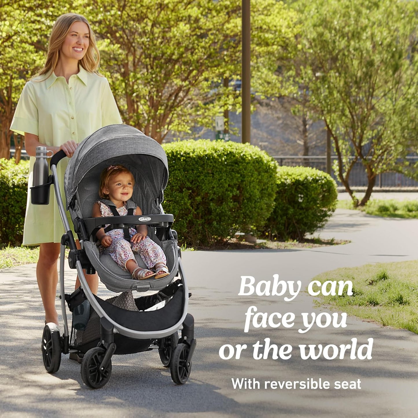 Graco Redmond Modes Pramette Stroller, 3-in-1 Convertible: Car Seat Carrier, Infant Pramette to Toddler Stroller with Reversible Seat and One-hand Fold