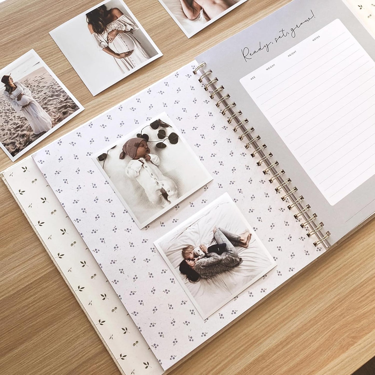 Peachly Baby Memory Book | Baby Book First Year Baby Book Keepsake for Milestones | Simple Cute Baby Scrapbook | Baby Books for Girl | Natural Linen - Clementine