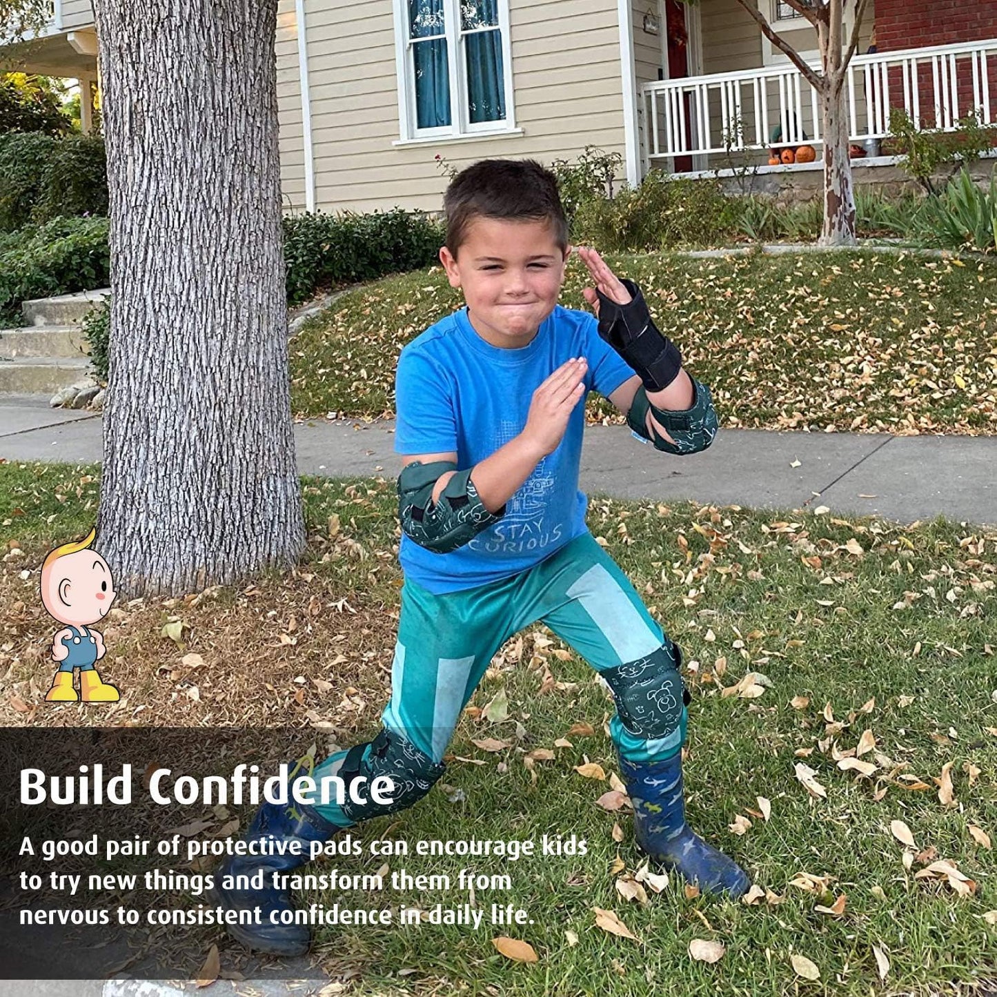 Soft-Style Kids Knee and Elbow Pads with Bike Gloves, Flexible Impact-Resistant Gear for Ages 2-11, Designed for Balance Bikes, Roller-Skating, and Skateboarding