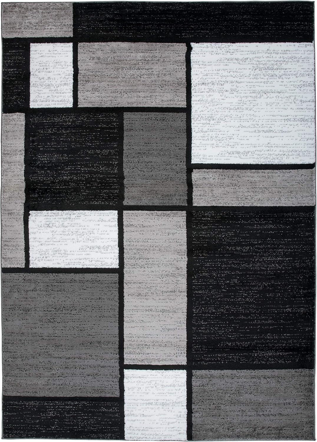 Rugshop Contemporary Modern Boxes for Home Office,Living Room,Bedroom,Kitchen Non Shedding Area Rug 6' 6" X 9' Gray