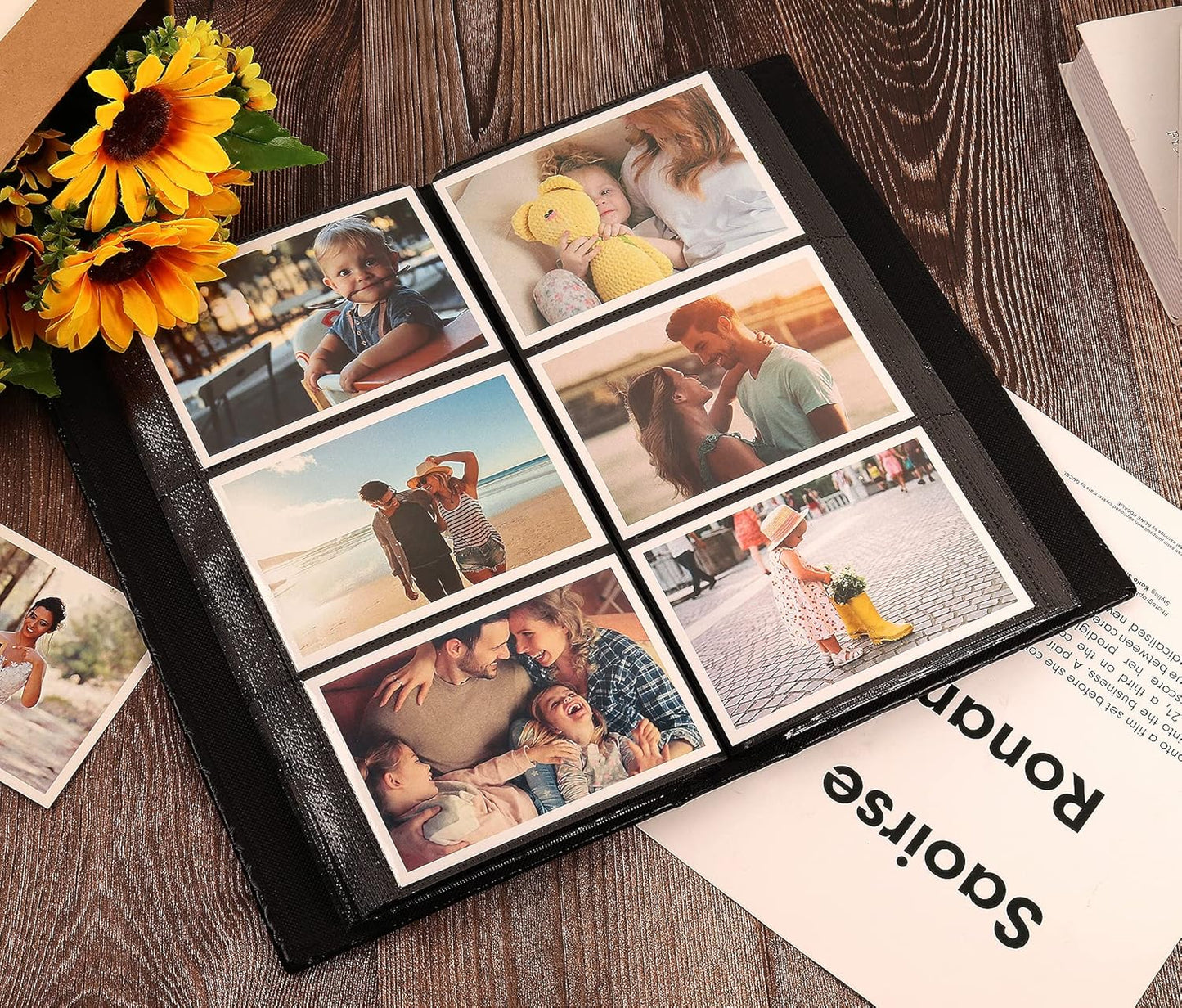 RECUTMS Premium Leather Photo Album - Holds 300 4x6 Photos, Black, Perfect for Baby Growth, Family, Wedding, Anniversary, Birthday Gifts