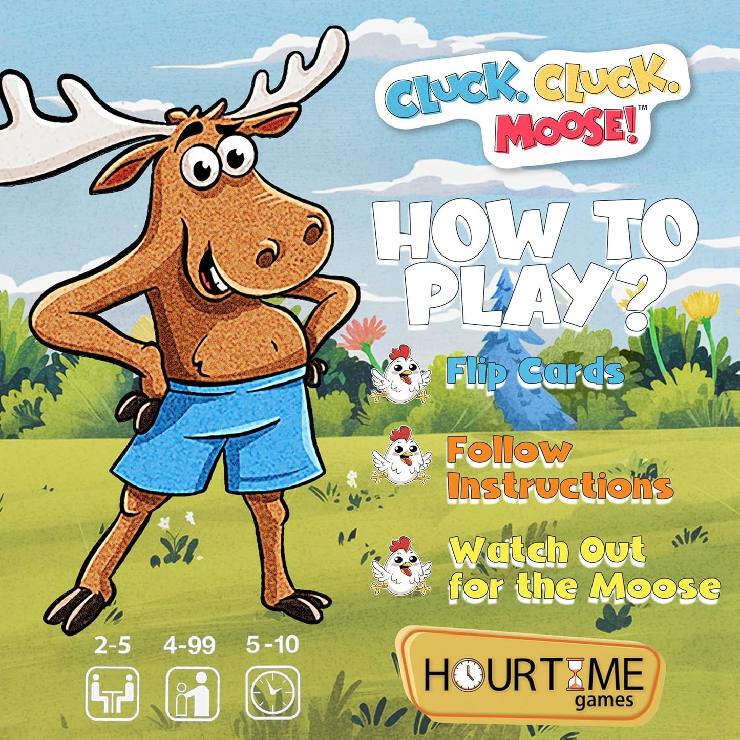 Hour Time Games Cluck Cluck Moose – Hilarious Animal-Themed Card Game for a Fun Family Game Night, Family Games for Kids & Families, Reunion Gift Ideas, Fun Stuff for Reunions & Ideal Gifts for Ages 4